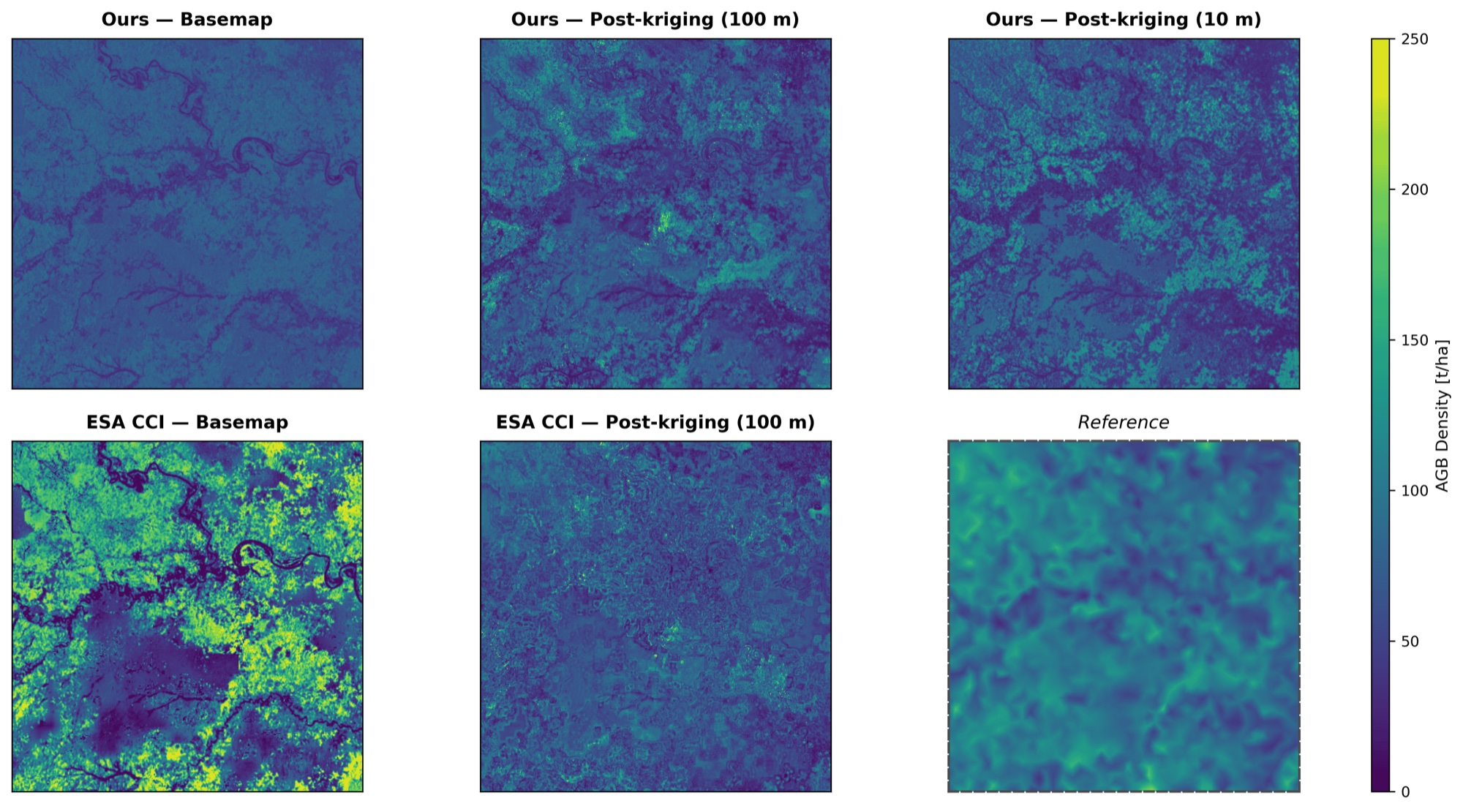 Zoomed-in 500 by 500 metre subset of the same maps